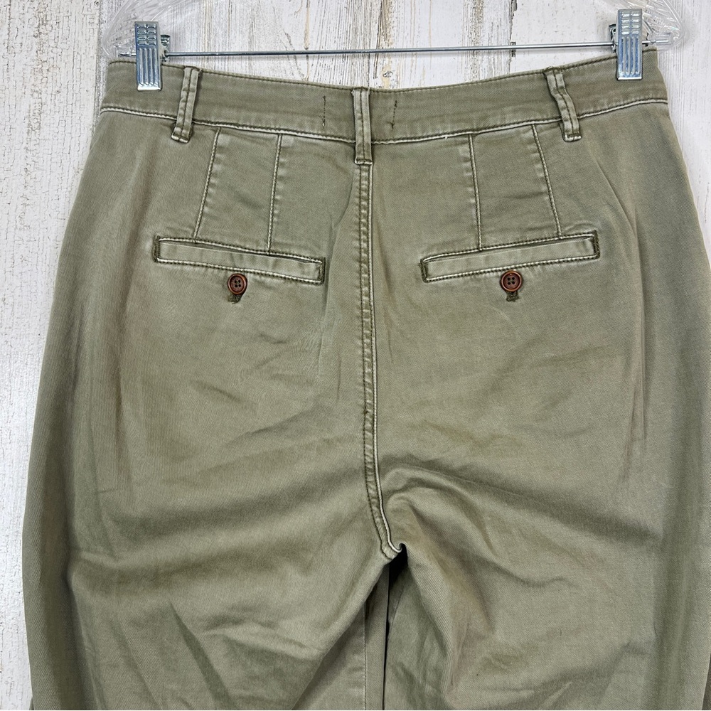 Anthropologie Wide Leg Chino Pants Women's 8 Earthy Green Boho Chic Fall Casual - Picture 5 of 15